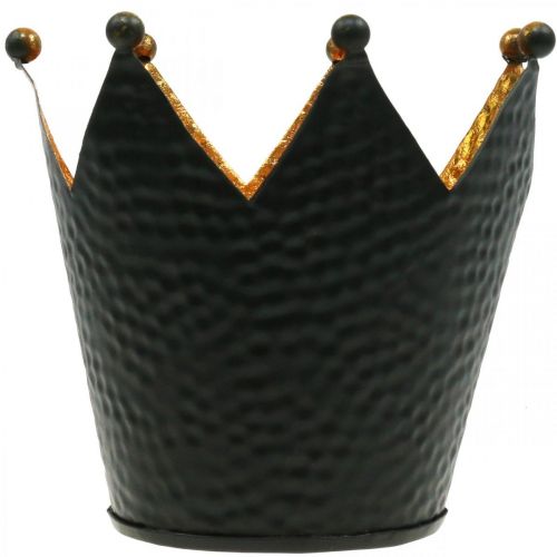 Floristik24 Theelichthouder kroon zwart goud tafeldecoratie metaal H13.5cm