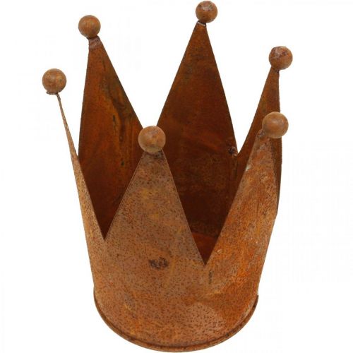 Floristik24 Kroon van metaal roestdecoratie voor planten patina Ø10,5cm H13,5cm