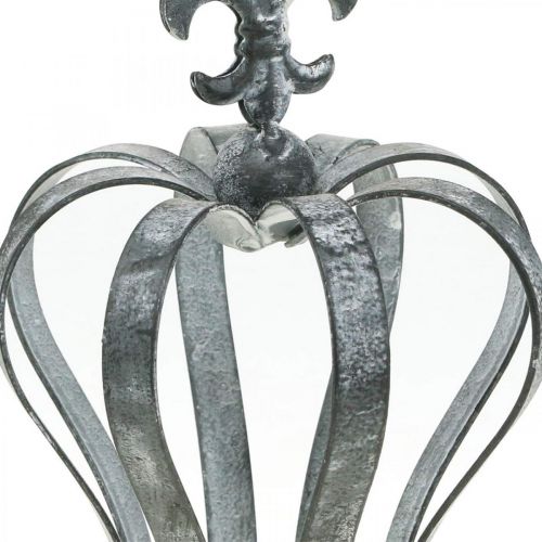 Floristik24 Decoratieve kroon, tafeldecoratie, metalen decoratie zilver, gewassen wit H16cm Ø11cm