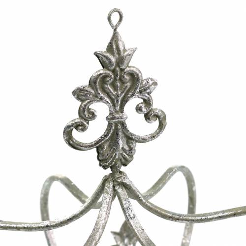 Floristik24 Decoratieve kroon zilver metaal Ø17.3cm H22.5cm
