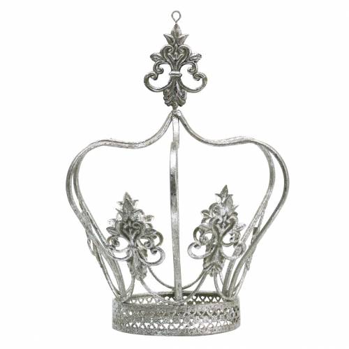 Floristik24 Decoratieve kroon zilver metaal Ø17.3cm H22.5cm