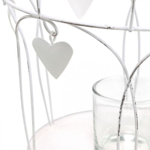 Artikel Kroon met hartdecor, theelichthouder, shabby chic wit Ø19cm H28.5cm