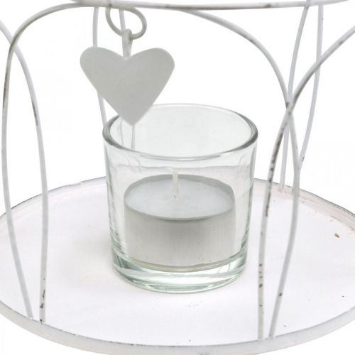Artikel Kroon met hartdecor, theelichthouder, shabby chic wit Ø19cm H28.5cm
