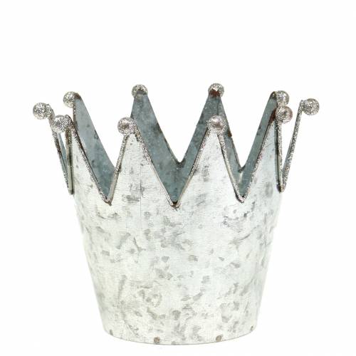 Floristik24 Sierpotkroon metaal zilver Ø13.5cm H11.5cm 2st