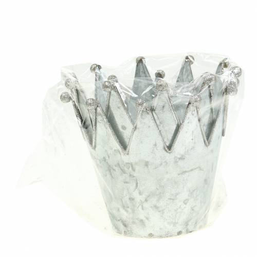 Floristik24 Sierpotkroon metaal zilver Ø13.5cm H11.5cm 2st