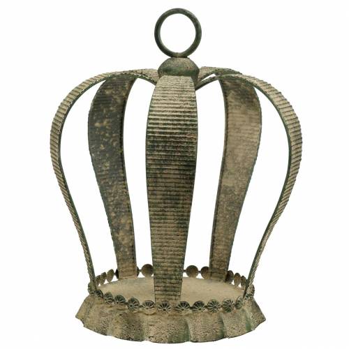 Floristik24 Decoratieve kroon antiek metaal mosgroen, beige Ø28cm H36,5cm