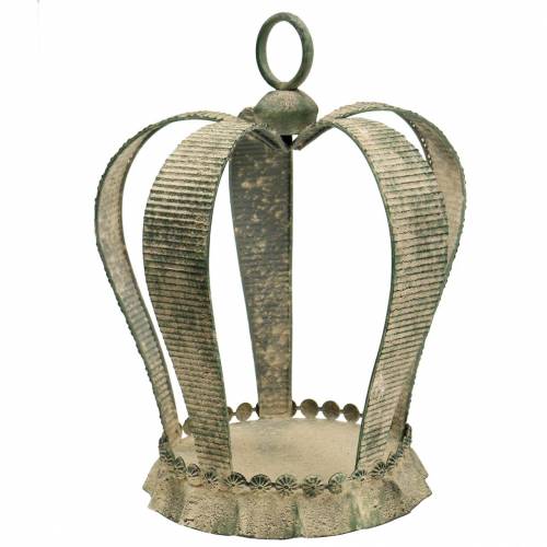 Floristik24 Decoratieve kroon antiek metaal mosgroen, beige Ø28cm H36,5cm