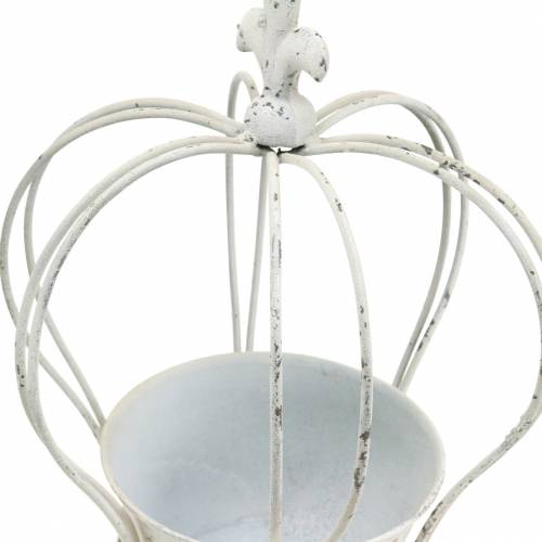 Floristik24 Kroon met schaal metalen decoratie wit H26cm