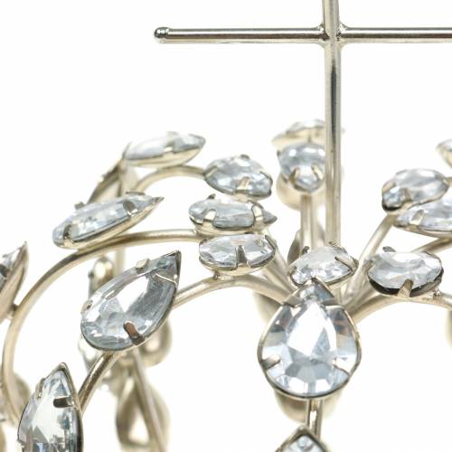 Floristik24 Kroon met diamanten en kruis zilver Ø11cm H17cm