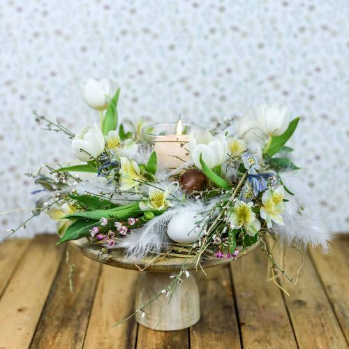 Floristik24 Taartbord, taartplateau, naturel hout gewassen wit, shabby chic Ø29.5cm H15.5cm
