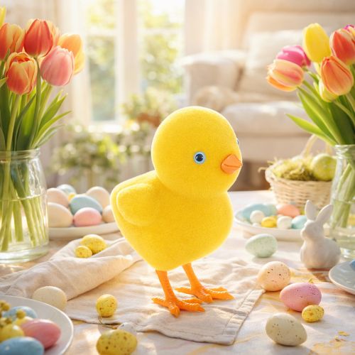 Artikel Kuikendecoratie voor Pasen, tafeldecoratie, herbruikbare woonkamerdecoratie, 16 cm, 2 stuks