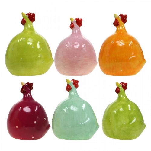 Floristik24 Decoratieve Kip Keramiek, Grappige Kip Pasen Decoratie H10.5cm Assortiment 6st