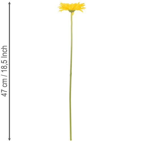 Kunstmatige gerbera's, zonnig geel, tuinbloem, 47 cm, 6 stuks | Floristik24.nl