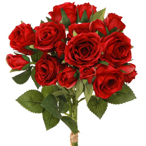 Artikel Kunstmatige Decoratie Rozen Fel Rood Ø4cm L45cm 3 st.