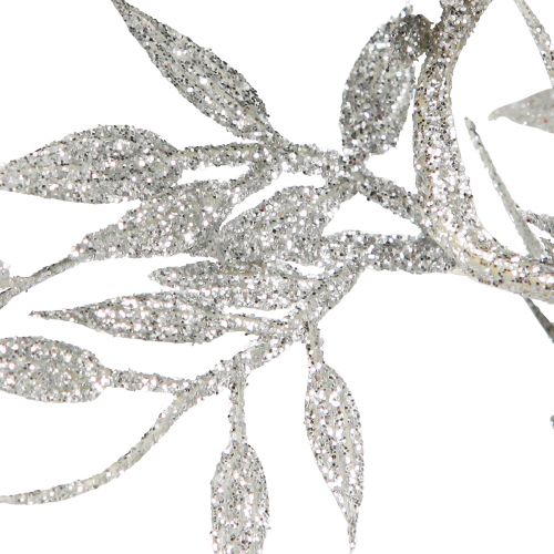 Floristik24 Kunstslinger zilver glitter varenblad slinger 180cm 3 st