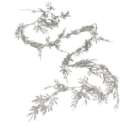 Artikel Kunstslinger zilver glitter varenblad slinger 180cm 3 st