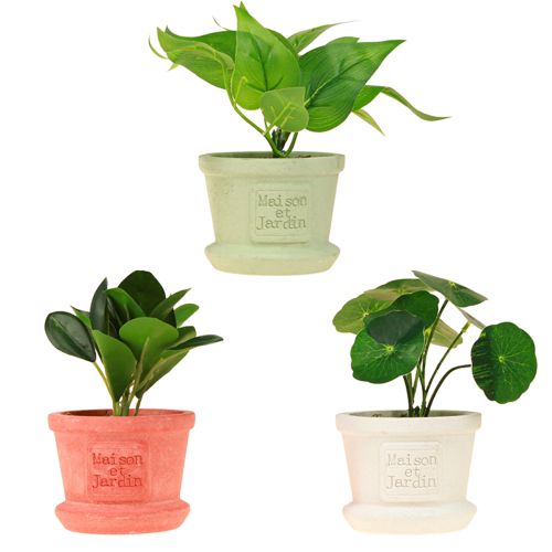 Artikel Groene kunstplanten mini planten in pot 15cm 3st