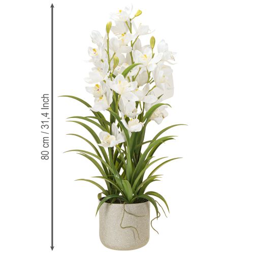 Artikel Kunstorchideeën in pot met witte bloemen H80cm