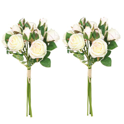 Artikel Kunstrozen Kunstbloemen Bos Crème 36cm 12st