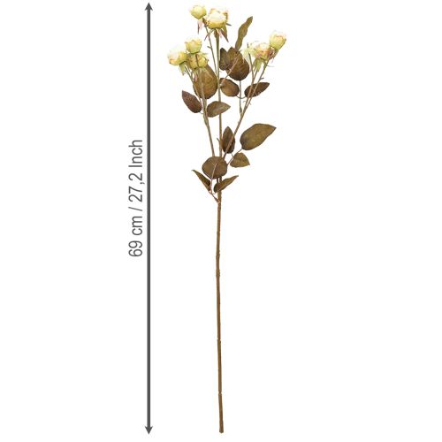 Artikel Kunstrozen verwelkt Drylook 9 bloemblaadjes creme 69cm