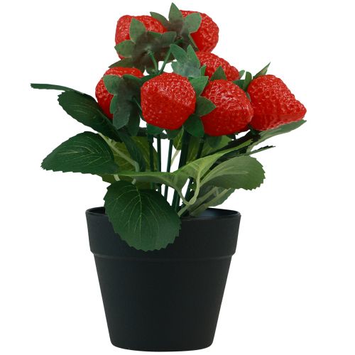 Kunst aardbeiplant in pot kunstplant 19cm