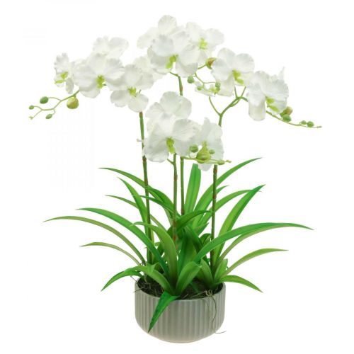 Kunstorchideeën kunstbloemen in witte pot 60cm