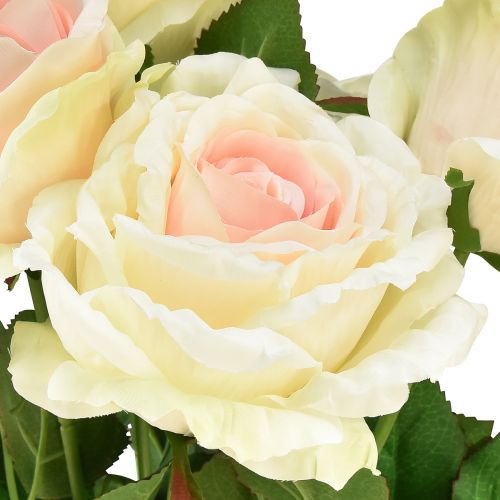 Artikel Kunstrozen Kunstbloemboeket Rozen Crème Roze Pluk 54cm