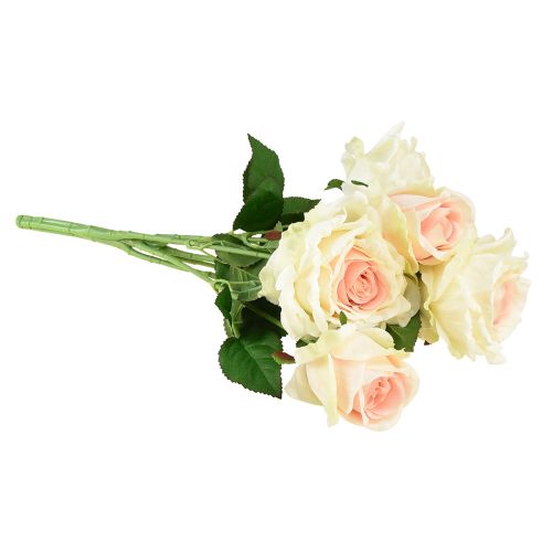 Artikel Kunstrozen Kunstbloemboeket Rozen Crème Roze Pluk 54cm