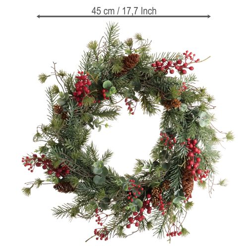Artikel Kunstmatige Adventskrans rode bessen decoratieve krans Ø45cm