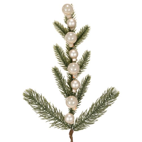 Kunstmatige dennentak met witte mini-kerstballen, 46 cm, 2 stuks