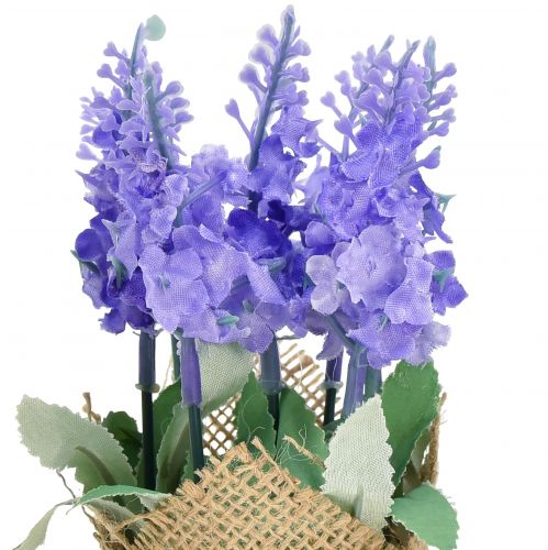 Floristik24 Kunstlavendel kunstbloem lavendel in jute zakje wit/paars/blauw 17cm 5st