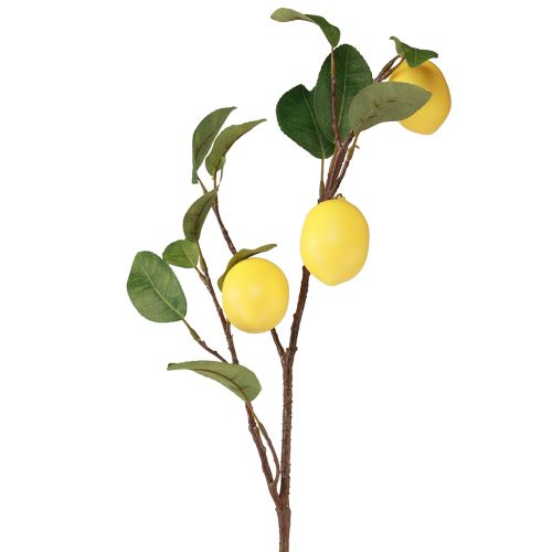 Kunstcitroentak decoratieve tak met 3 gele citroenen 65cm
