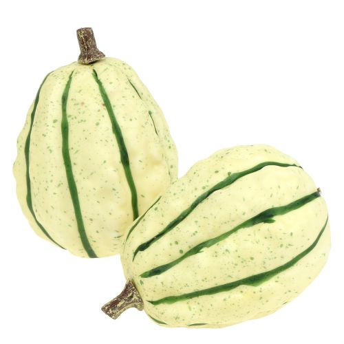 Deco pompoen crème, groen 11cm 6st