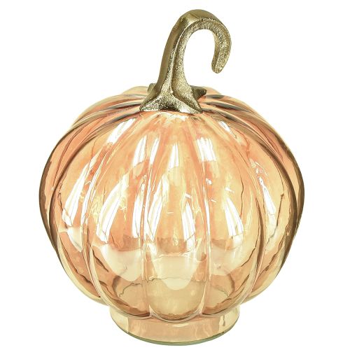 Floristik24 Pompoendecoratie glas glazen pompoen tafeldecoratie oranje Ø14cm H18cm