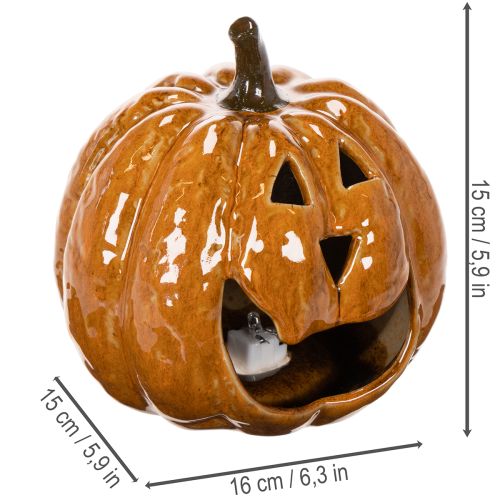 Keramische pompoen Halloween LED-decoratie 15 cm | Floristik24.nl