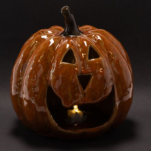 Keramische pompoen Halloween LED-decoratie 15 cm | Floristik24.nl