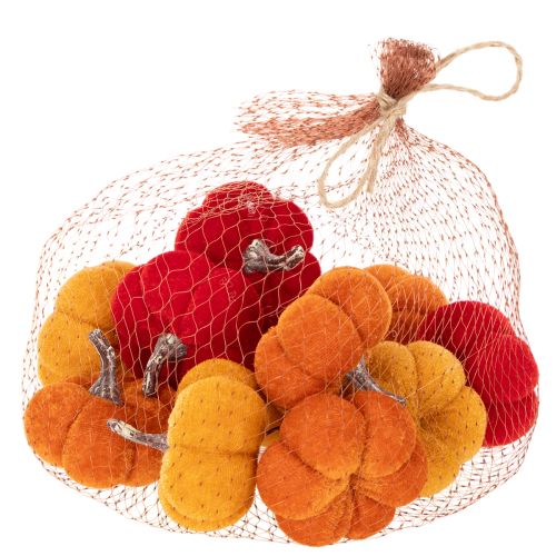 Decoratieve pompoenenset van fluweel in drie kleuren, mini-pompoenen van 5 cm, 12 stuks | Floristik24.nl