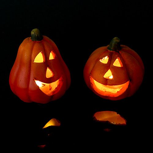 Floristik24 Pompoen lantaarn mix 6cm - 8cm met LED 6st