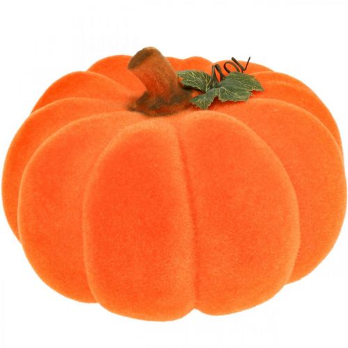 Artikel Pompoen deco oranje groot Flocked herfstdecoratie Ø30cm