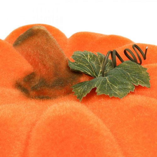 Artikel Pompoen deco oranje groot Flocked herfstdecoratie Ø30cm