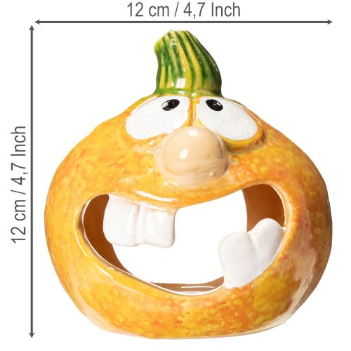 Decoratieve pompoenfiguur en theelichthouder, grappig gezichtje, herfstdecoratie, 12 cm, 2 stuks | Floristik24.nl