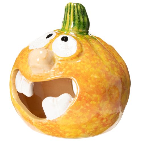 Decoratieve pompoenfiguur en theelichthouder, grappig gezichtje, herfstdecoratie, 12 cm, 2 stuks | Floristik24.nl
