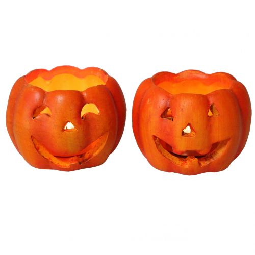 Floristik24 Pompoenlantaarn oranje Ø8.5cm H6.5cm 2st