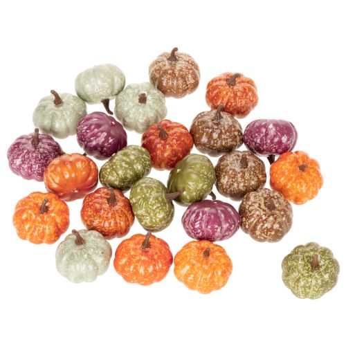 Mini pompoen decoratieset, herfst- en Halloweenversieringen, diverse kleuren, 4 cm, 24 stuks | Floristik24.nl