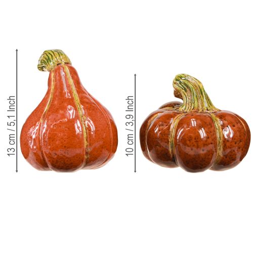 Artikel Pompoenen keramiek herfstdecoratie bruin oranje 10/13cm 2 stuks