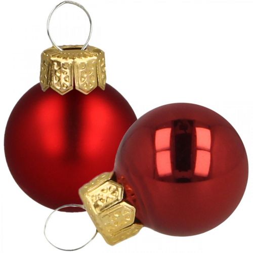 Mini kerstballen glas rood mat/glanzend Ø2cm 44 stuks