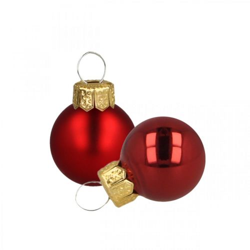 Floristik24 Mini kerstballen glas rood mat/glanzend Ø2cm 44 stuks