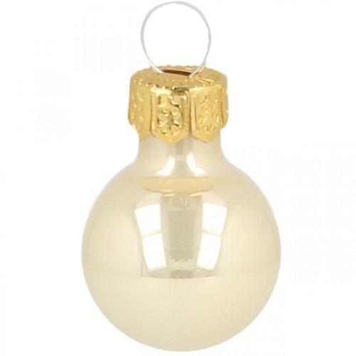 Floristik24 Mini kerstballen glas crème mat/glanzend Ø2cm 44 stuks