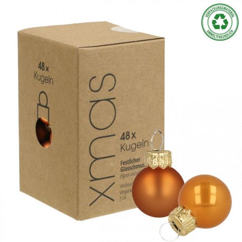 Artikel Mini kerstballen glas oranje mat/glanzend Ø2cm 44st