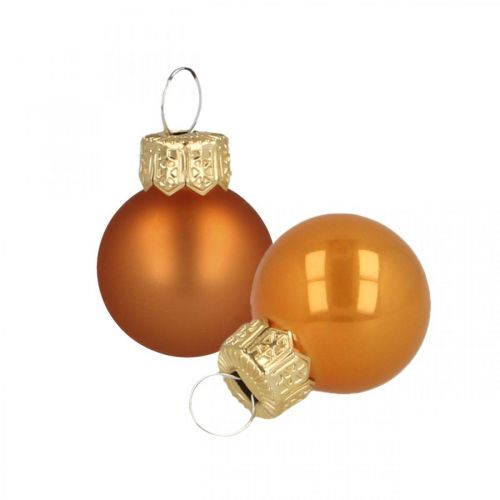 Mini kerstballen glas oranje mat/glanzend Ø2cm 44st